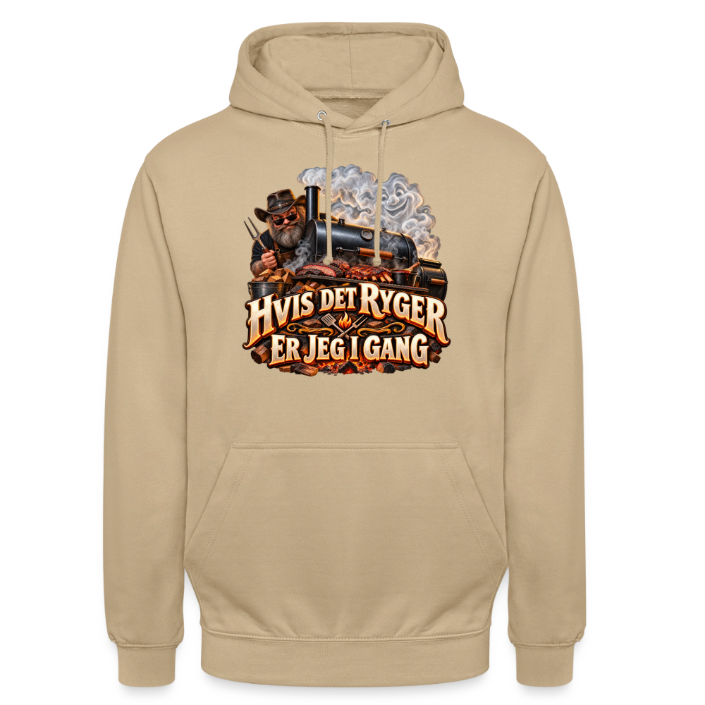 CityShirts - Hoodie - Hvis det ryger, er jeg i gang - CS051 - beige
