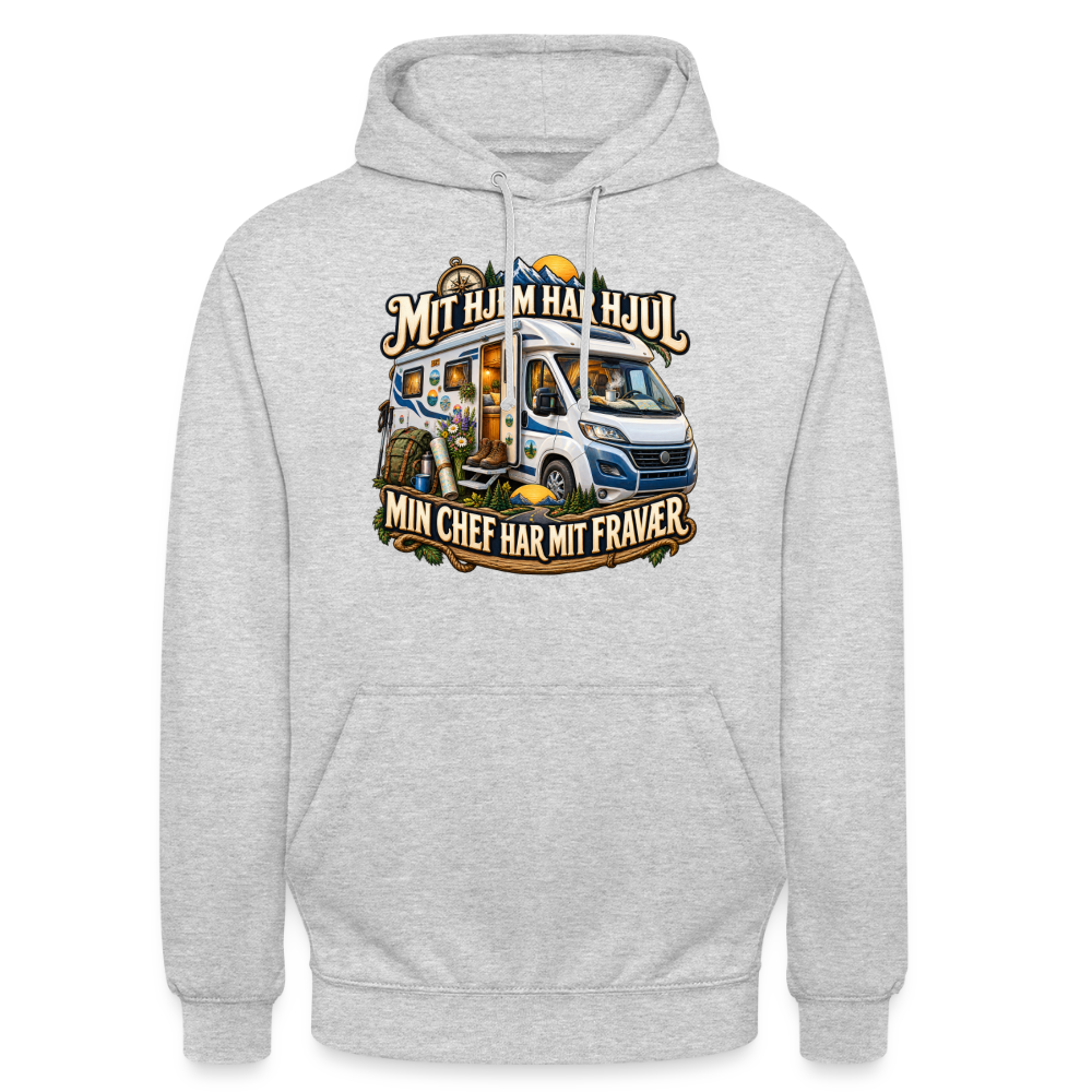 CityShirts - Hoodie - Mit hjem har hjul – Min chef har mit fravær - CS040 - lysegrå meleret