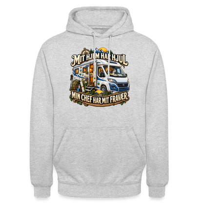 CityShirts - Hoodie - Mit hjem har hjul – Min chef har mit fravær - CS040 - lysegrå meleret