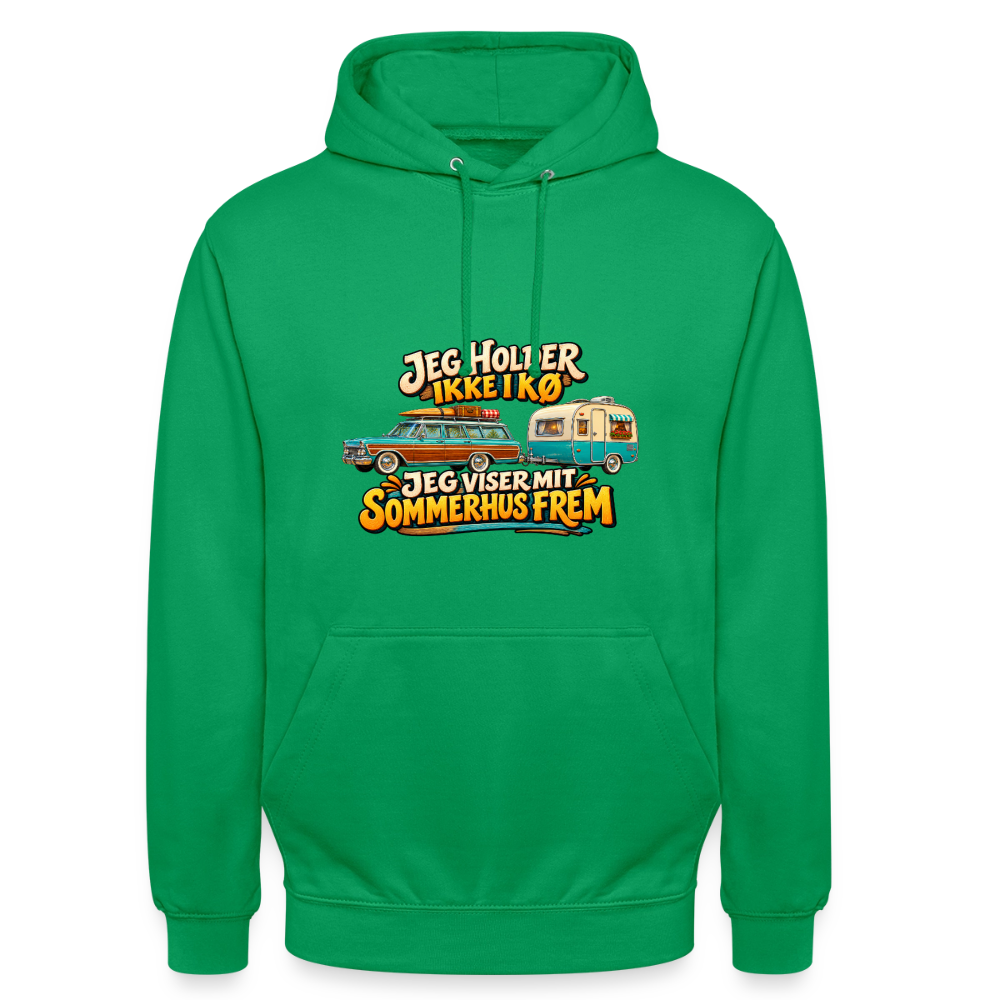 CityShirts - Hoodie - Jeg holder ikke i kø – Jeg viser mit sommerhus frem - CS034 - kelly grøn