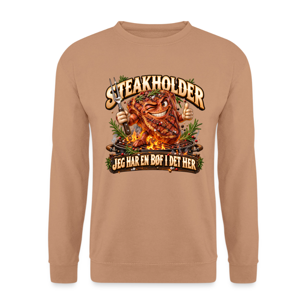 CityShirts - Sweatshirt - Steakholder – Jeg har en bøf i det her - CS052 - mokka