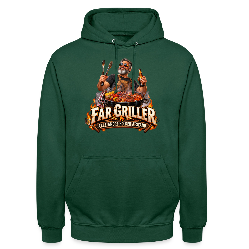 CityShirts - Hoodie - Far griller – Alle andre holder afstand - CS055 - flaskegrøn