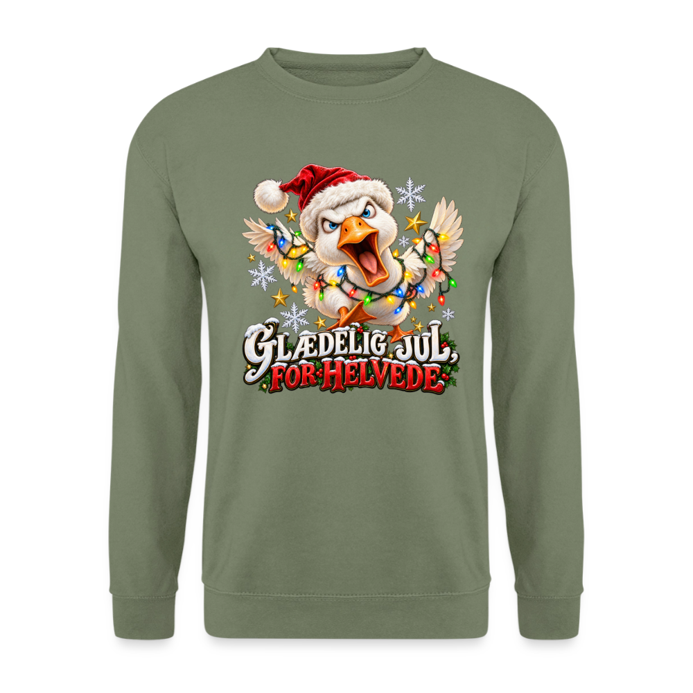 CityShirts - Sweatshirt - Glædelig jul, for helvede – julegås - CS025 - militærgrøn