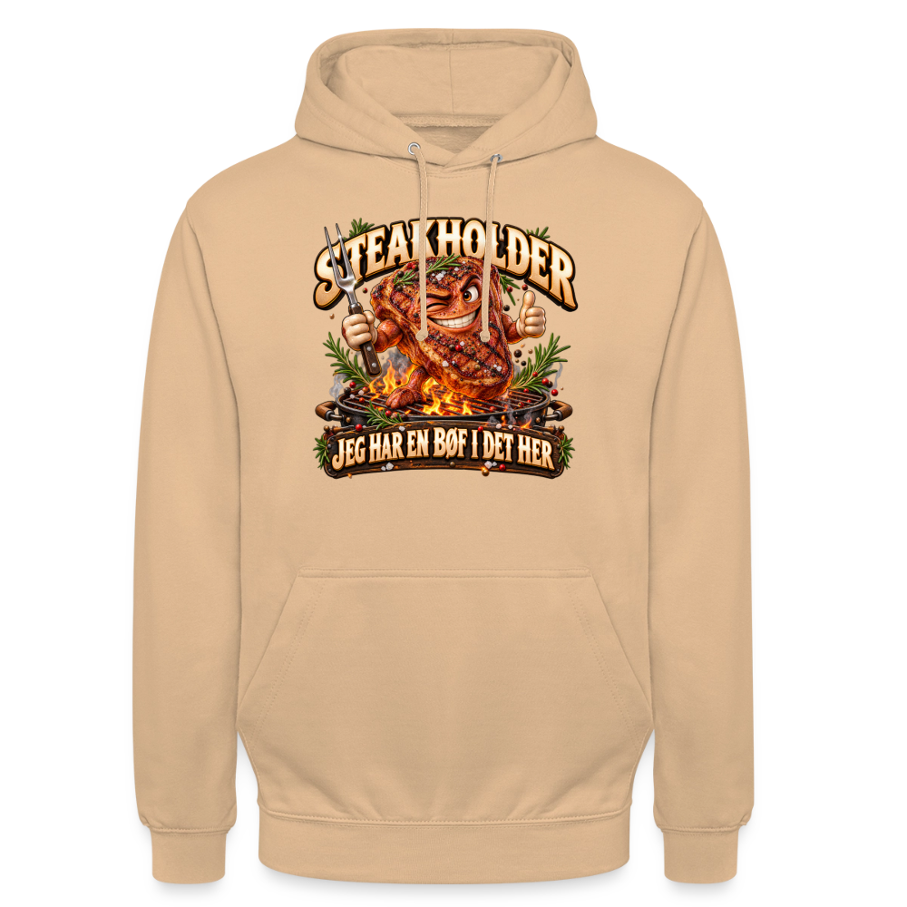 CityShirts - Hoodie - Steakholder – Jeg har en bøf i det her - CS052 - fersken
