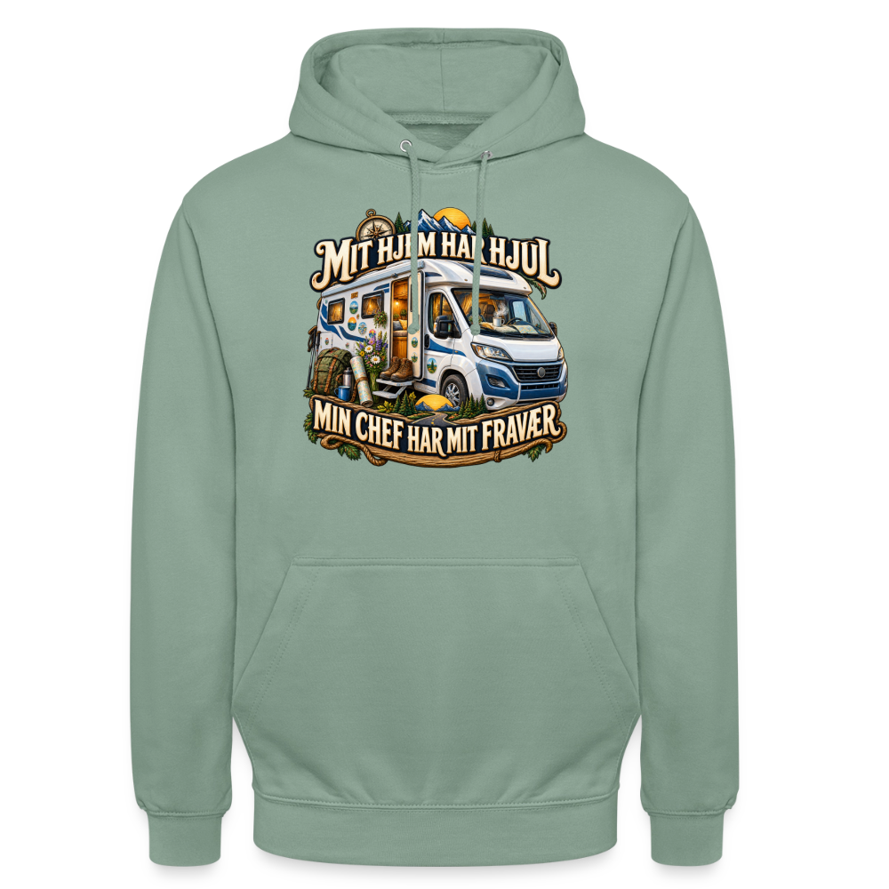 CityShirts - Hoodie - Mit hjem har hjul – Min chef har mit fravær - CS040 - grågrøn