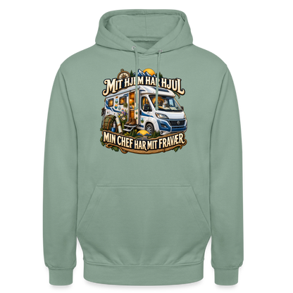 CityShirts - Hoodie - Mit hjem har hjul – Min chef har mit fravær - CS040 - grågrøn