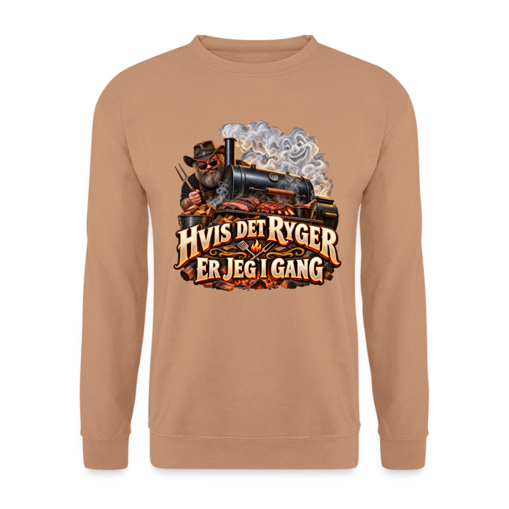 CityShirts - Sweatshirt - Hvis det ryger, er jeg i gang - CS051 - mokka