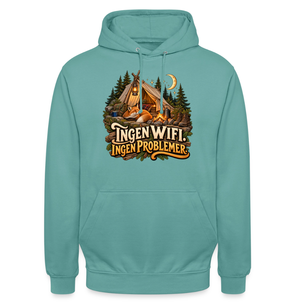CityShirts - Hoodie - Ingen WiFi. Ingen problemer. - CS036 - pastelturkis