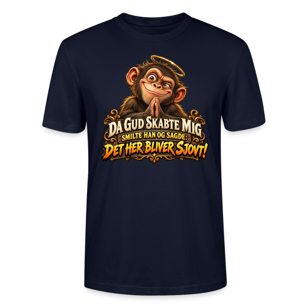 CityShirts - T-shirt - Da Gud skabte mig – Det her bliver sjovt! - CS004 - marineblå