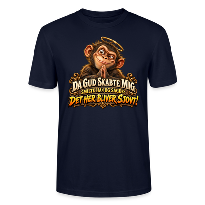 CityShirts - T-shirt - Da Gud skabte mig – Det her bliver sjovt! - CS004 - marineblå