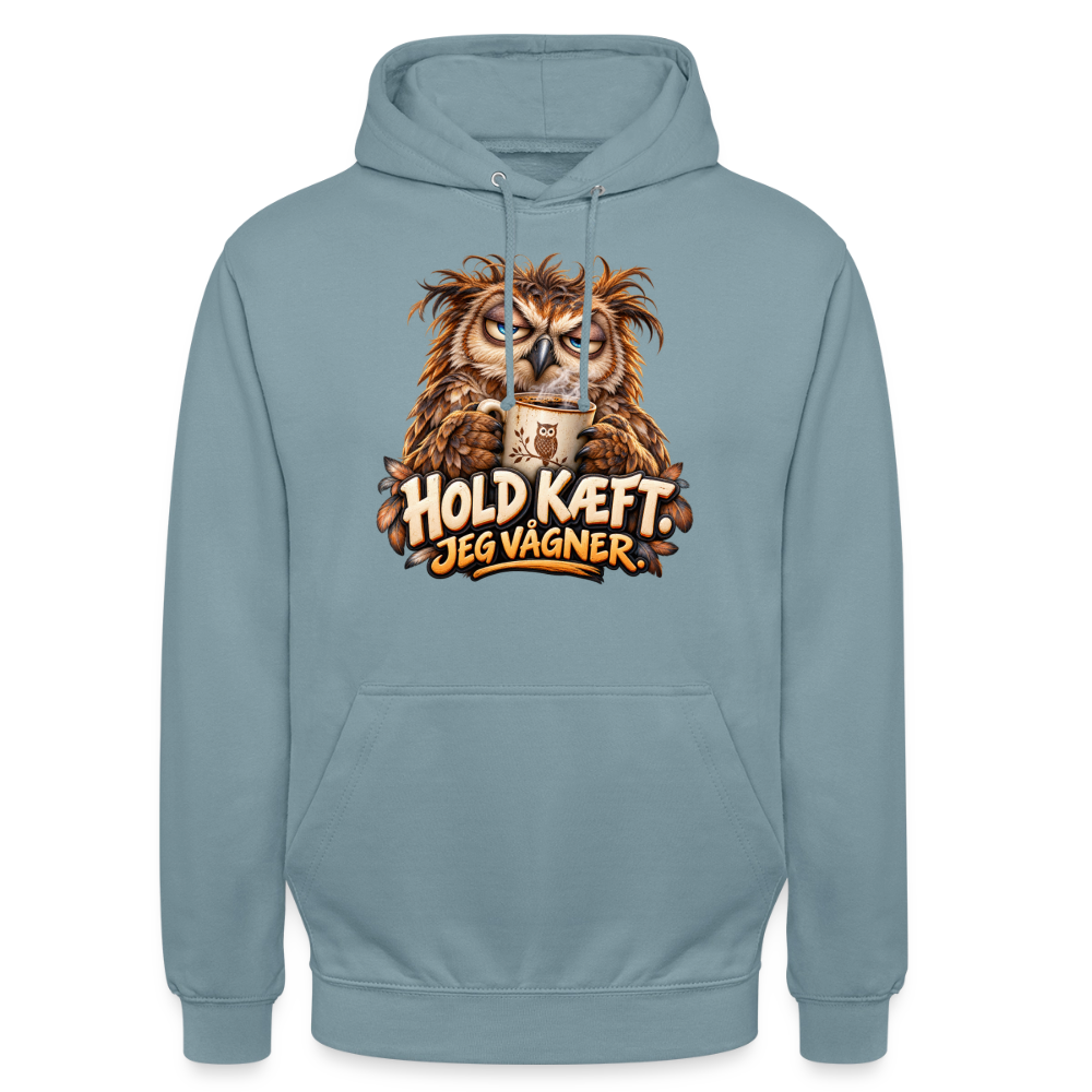 CityShirts - Hoodie - Hold kæft. Jeg vågner. – morgenugle - CS027 - gråblå