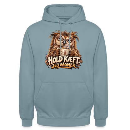 CityShirts - Hoodie - Hold kæft. Jeg vågner. – morgenugle - CS027 - gråblå