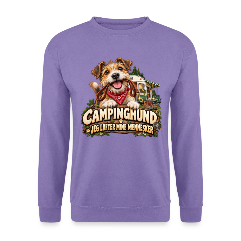 CityShirts - Sweatshirt - Campinghund – Jeg lufter mine mennesker - CS041 - lavendel