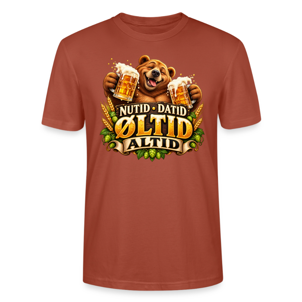 CityShirts - T-shirt - Nutid, datid, øltid – altid - CS006 - terrakotta