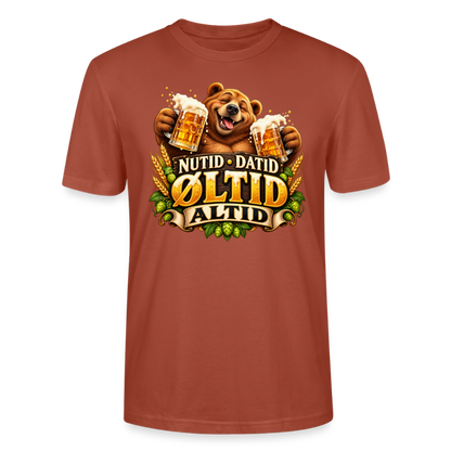 CityShirts - T-shirt - Nutid, datid, øltid – altid - CS006 - terrakotta