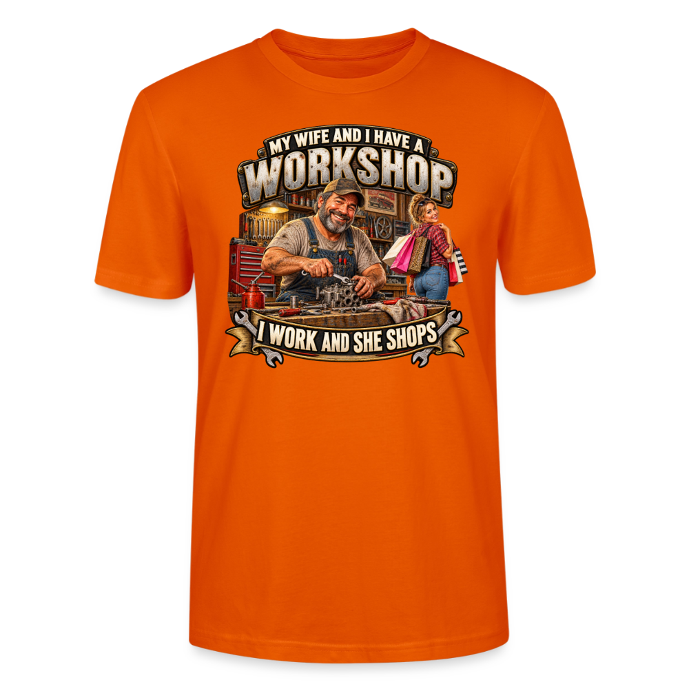 CityShirts - T-shirt - Workshop – I work and she shops - CS021 - mørk orange