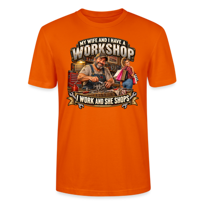 CityShirts - T-shirt - Workshop – I work and she shops - CS021 - mørk orange