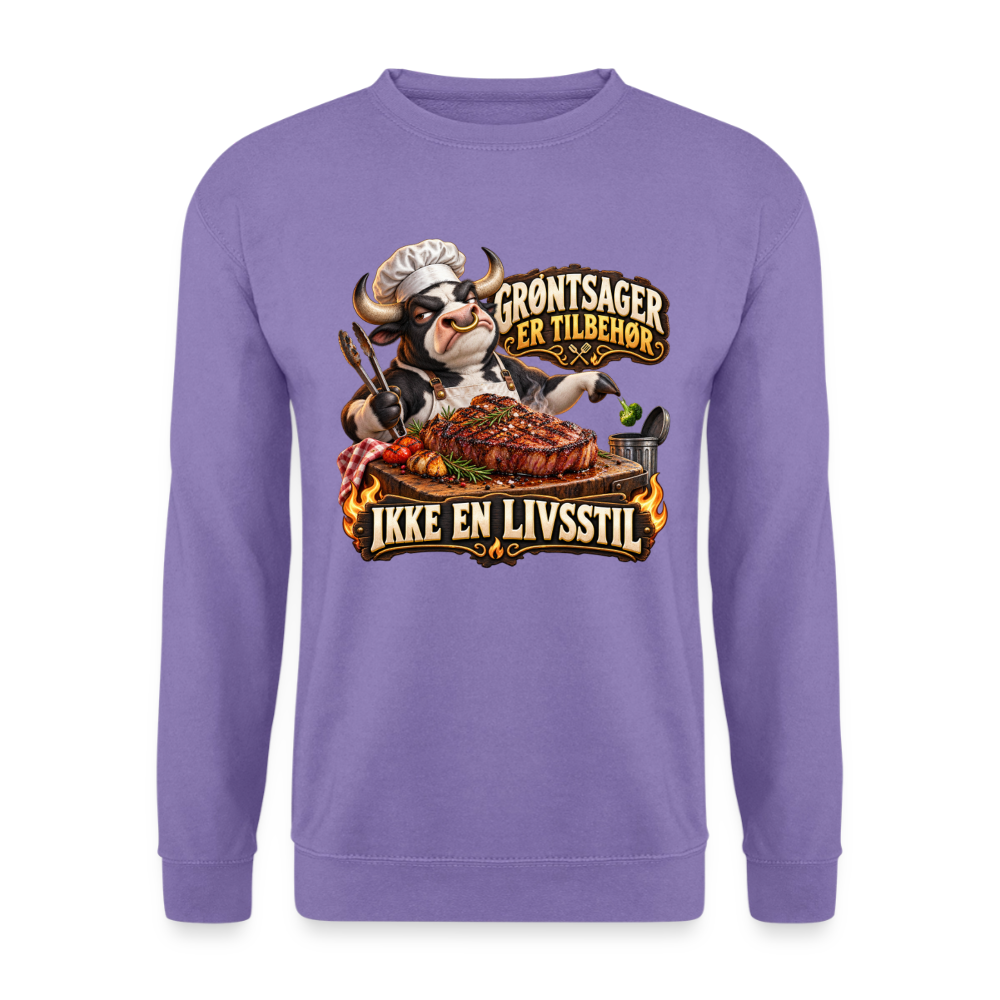 CityShirts - Sweatshirt - Grøntsager er tilbehør – Ikke en livsstil - CS053 - lavendel