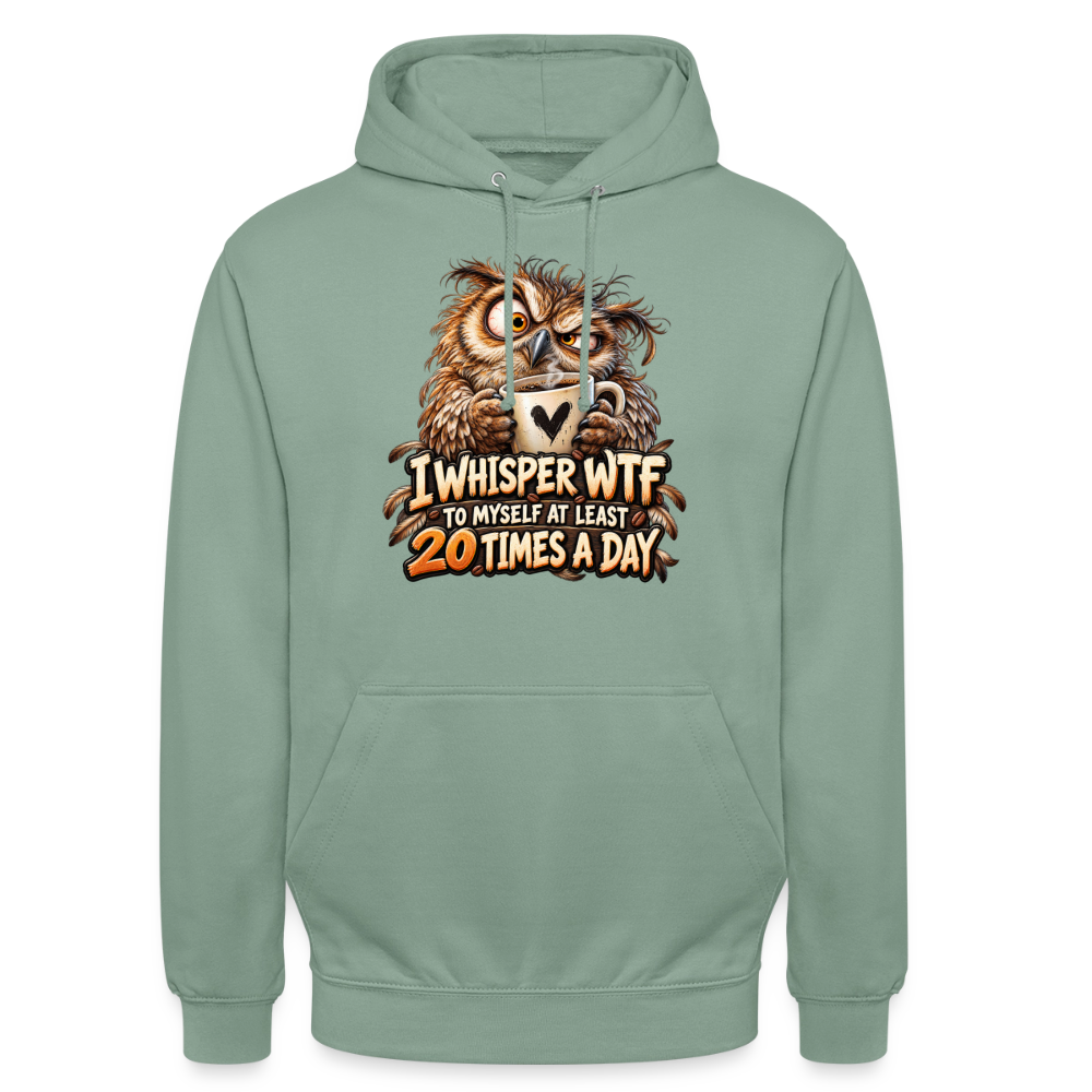 CityShirts - Hoodie - I whisper WTF to myself - CS011 - grågrøn