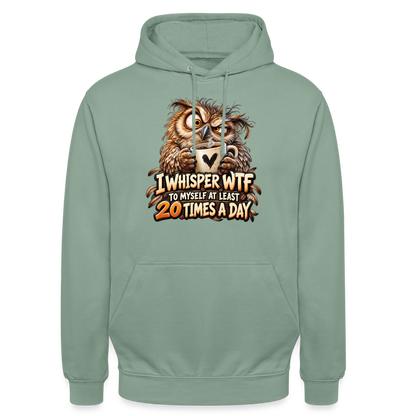 CityShirts - Hoodie - I whisper WTF to myself - CS011 - grågrøn