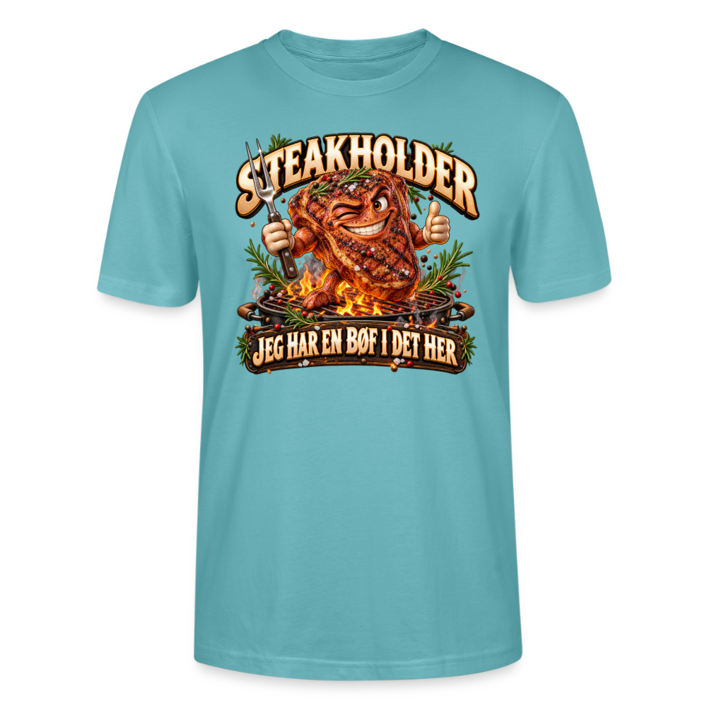 CityShirts - T-shirt - Steakholder – Jeg har en bøf i det her - CS052 - pastelturkis
