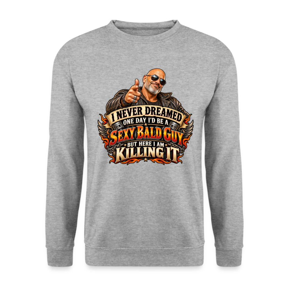 CityShirts - Sweatshirt - Sexy Bald Guy – Killing It - CS008 - hvidgrå meleret