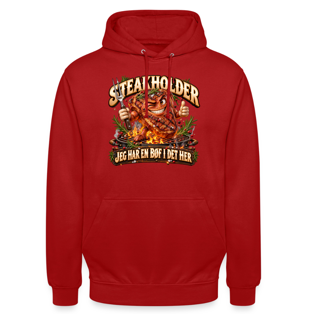 CityShirts - Hoodie - Steakholder – Jeg har en bøf i det her - CS052 - rød