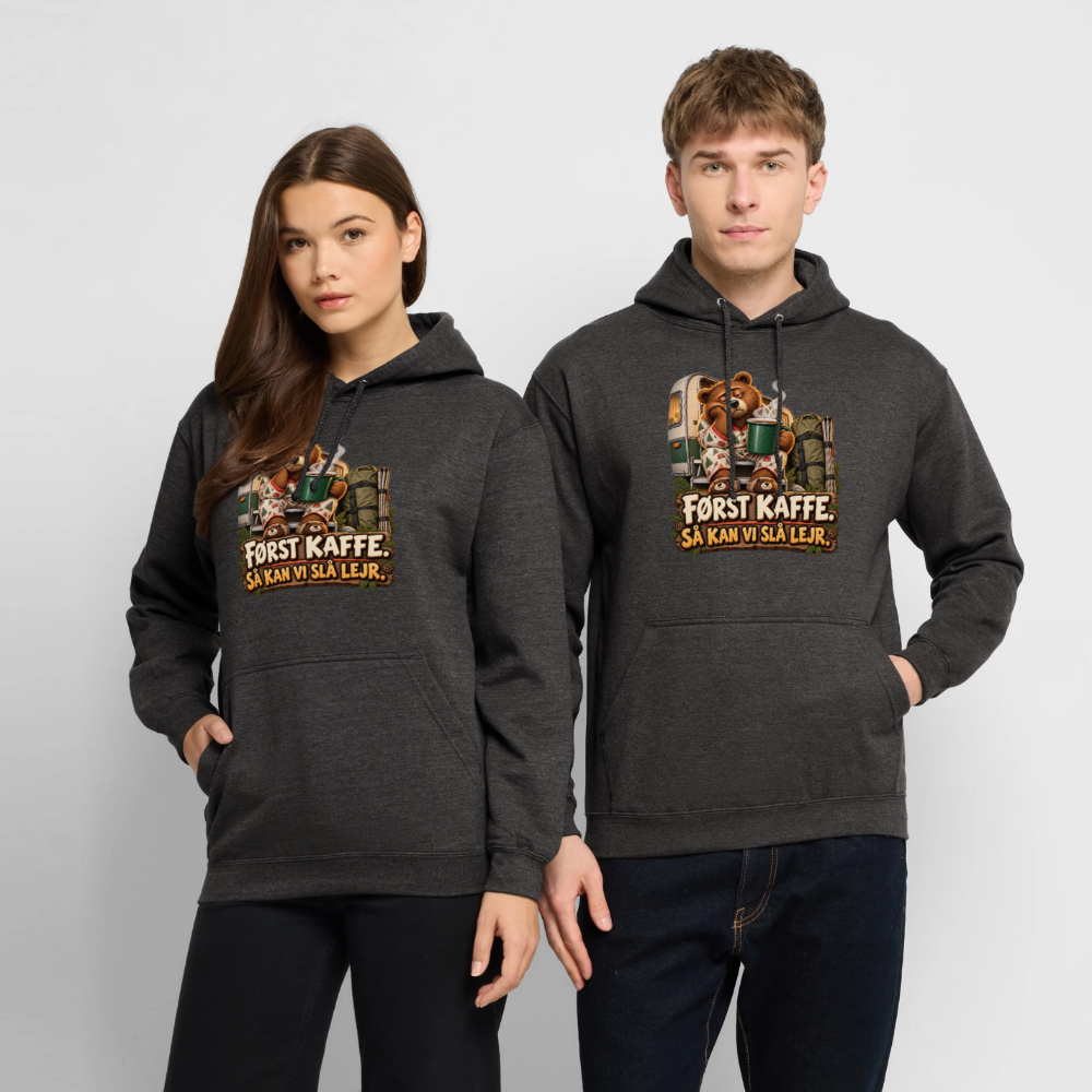 CityShirts - Hoodie - Først kaffe – Så kan vi slå lejr - CS043 - charcoal