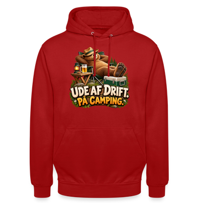 CityShirts - Hoodie - Ude af drift. På camping. - CS035 - rød