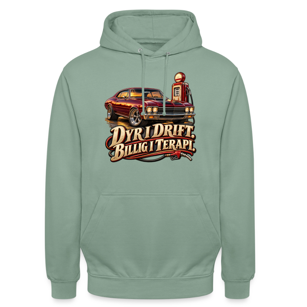 CityShirts - Hoodie - Dyr i drift. Billig i terapi. – V8 - CS029 - grågrøn