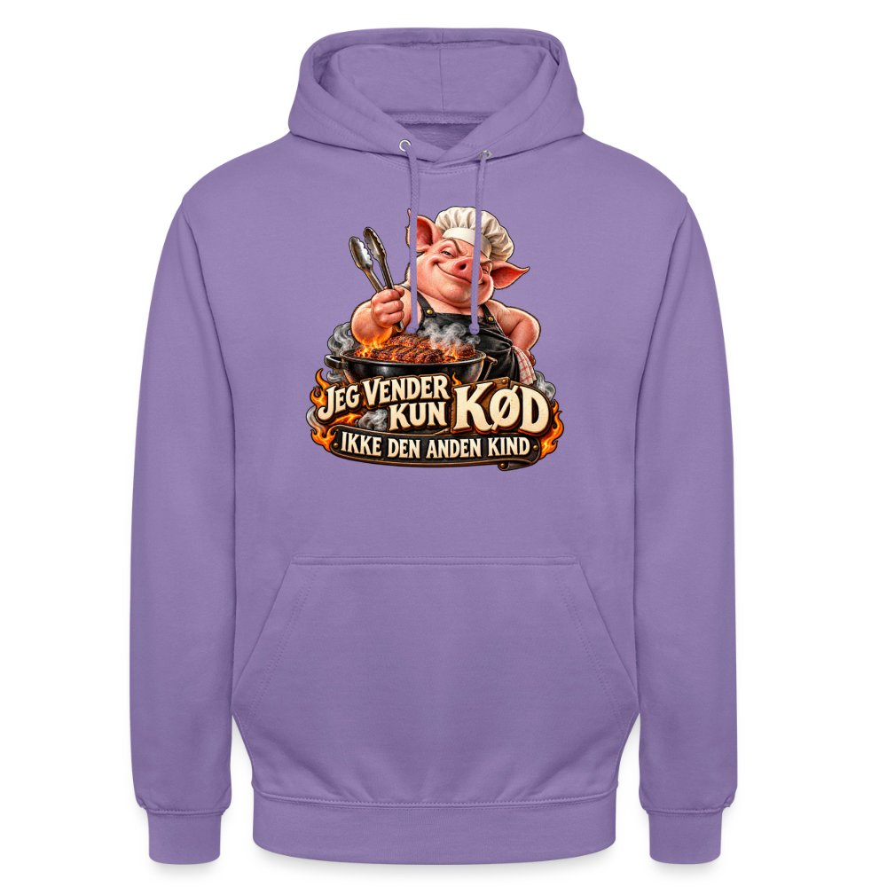 CityShirts - Hoodie - Jeg vender kun kød – Ikke den anden kind - CS044 - lavendel