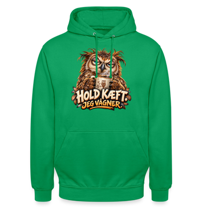 CityShirts - Hoodie - Hold kæft. Jeg vågner. – morgenugle - CS027 - kelly grøn