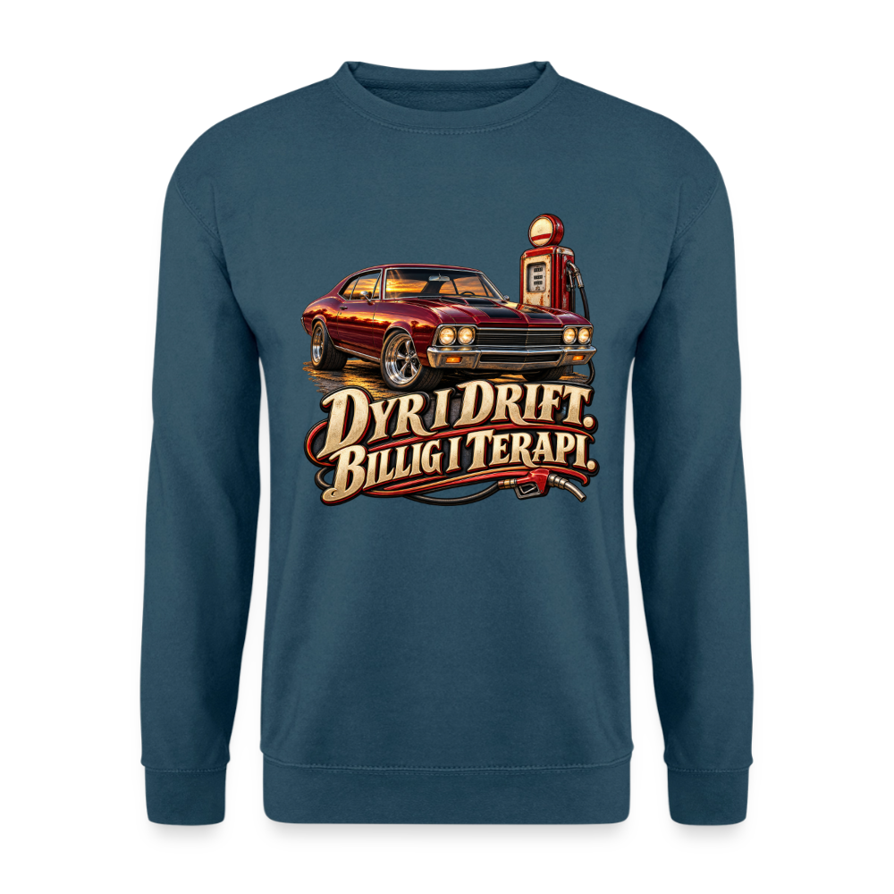 CityShirts - Sweatshirt - Dyr i drift. Billig i terapi. – V8 - CS029 - indigoblå