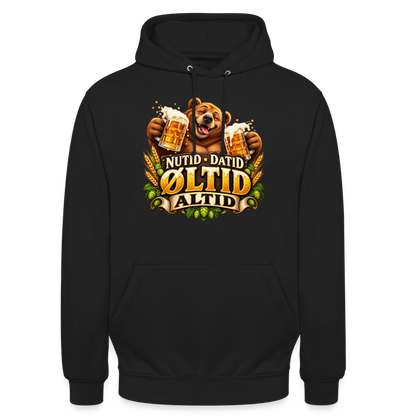 CityShirts - Hoodie - Nutid, datid, øltid – altid - CS006 - sort