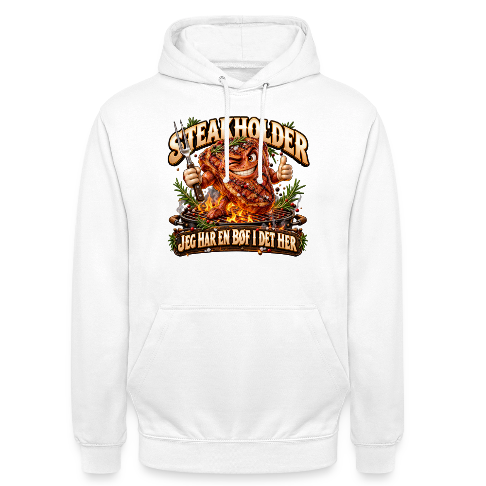 CityShirts - Hoodie - Steakholder – Jeg har en bøf i det her - CS052 - hvid