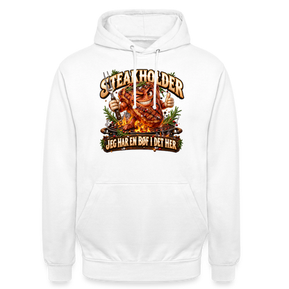 CityShirts - Hoodie - Steakholder – Jeg har en bøf i det her - CS052 - hvid