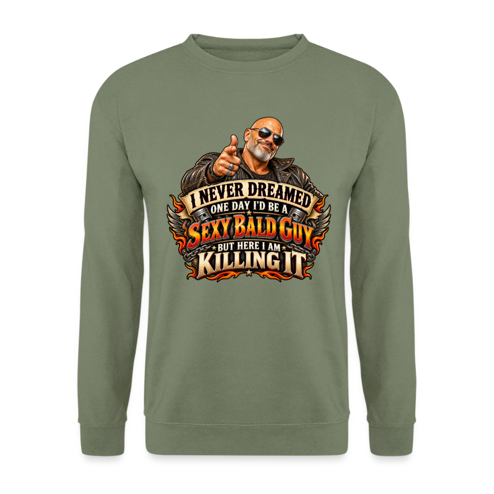 CityShirts - Sweatshirt - Sexy Bald Guy – Killing It - CS008 - militærgrøn