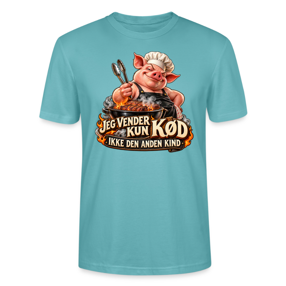 CityShirts - T-shirt - Jeg vender kun kød – Ikke den anden kind - CS044 - pastelturkis