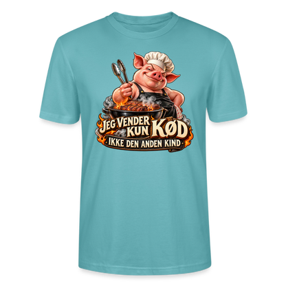 CityShirts - T-shirt - Jeg vender kun kød – Ikke den anden kind - CS044 - pastelturkis