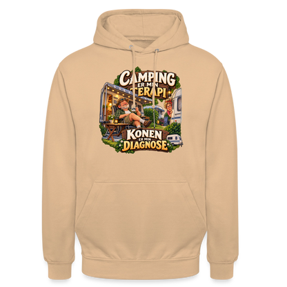 CityShirts - Hoodie - Camping er min terapi – Konen er min diagnose - CS032 - fersken