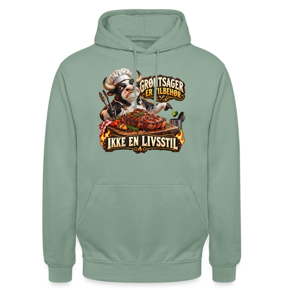 CityShirts - Hoodie - Grøntsager er tilbehør – Ikke en livsstil - CS053 - grågrøn