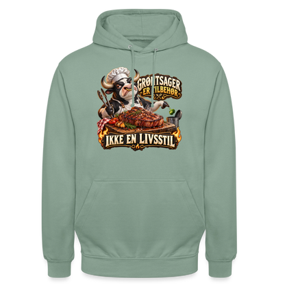 CityShirts - Hoodie - Grøntsager er tilbehør – Ikke en livsstil - CS053 - grågrøn