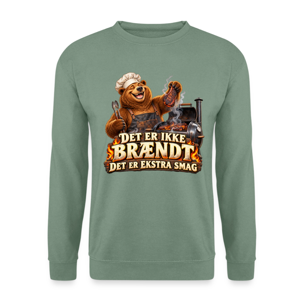 CityShirts - Sweatshirt - Det er ikke brændt – Det er ekstra smag - CS046 - grågrøn