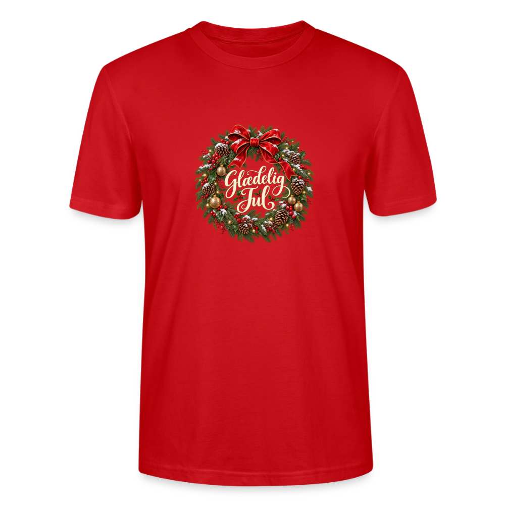 CityShirts - T-shirt - Glædelig Jul – julekrans - CS059 - rød