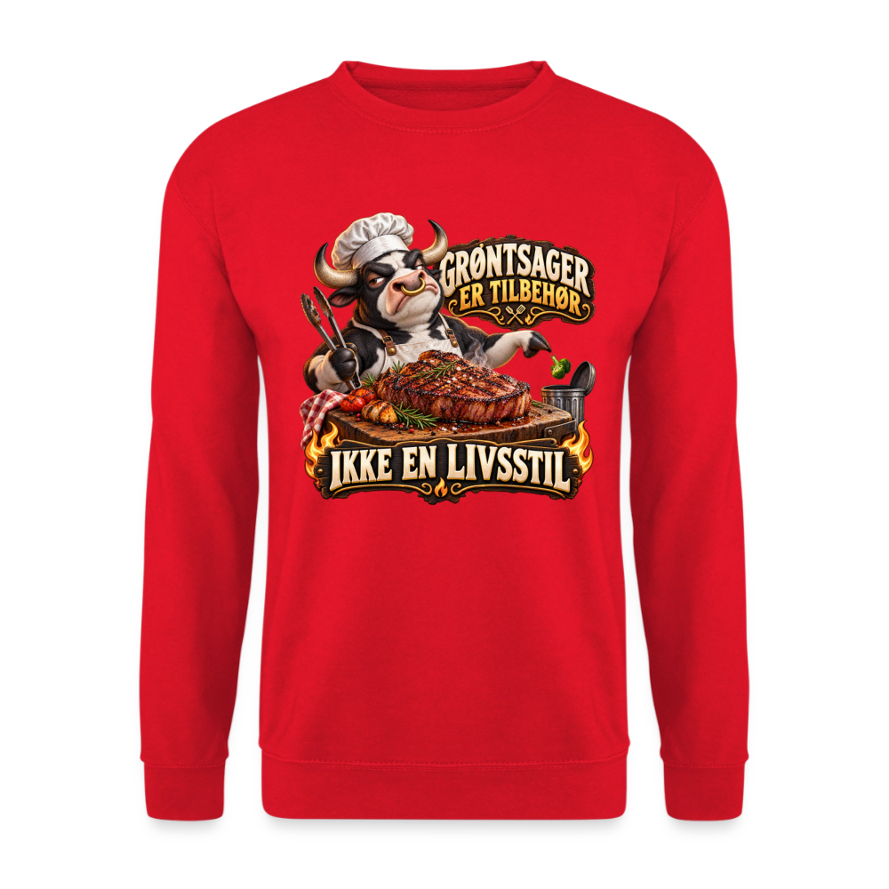 CityShirts - Sweatshirt - Grøntsager er tilbehør – Ikke en livsstil - CS053 - rød