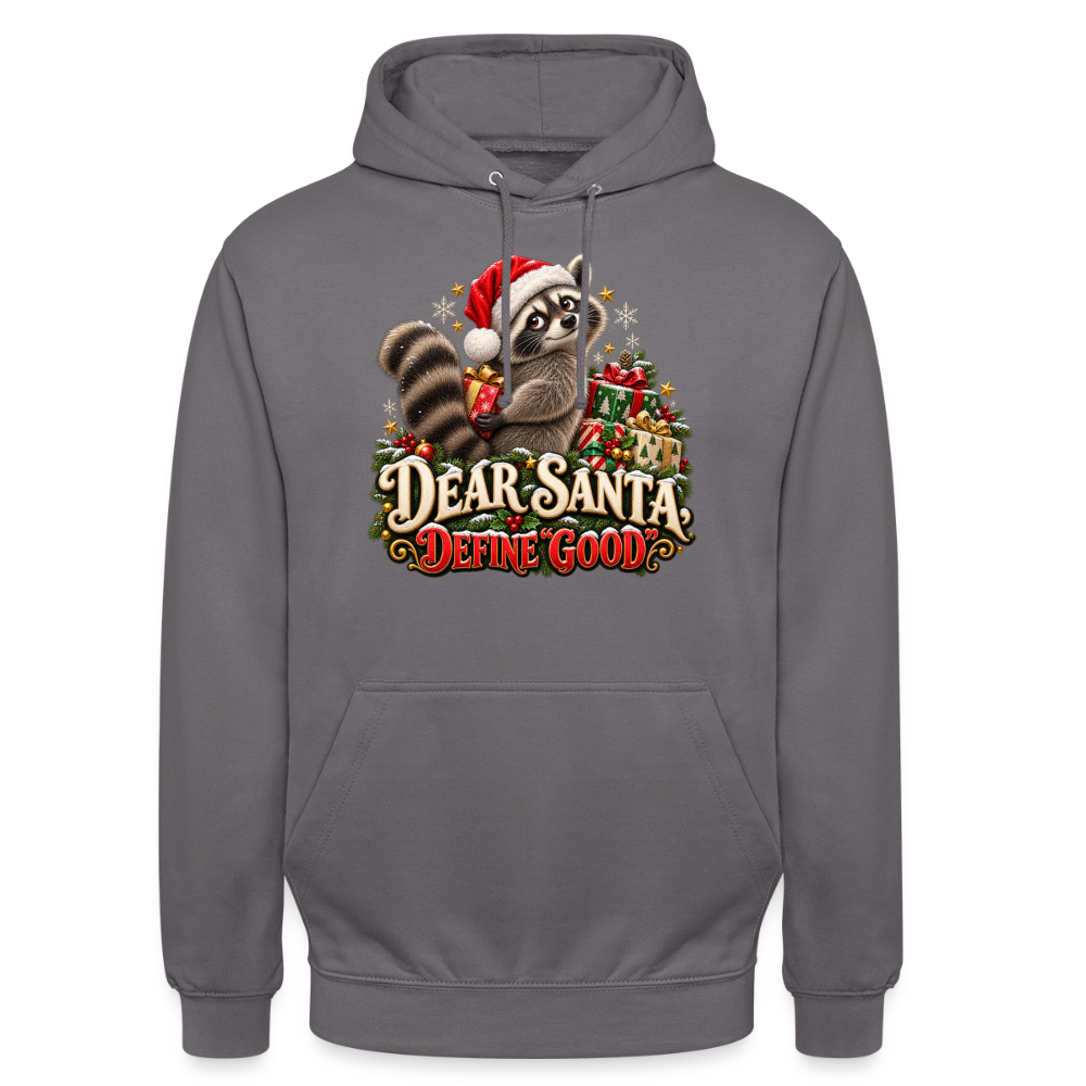 CityShirts - Hoodie - Dear Santa, define good – julevaskebjørn - CS028 - mellemgrå