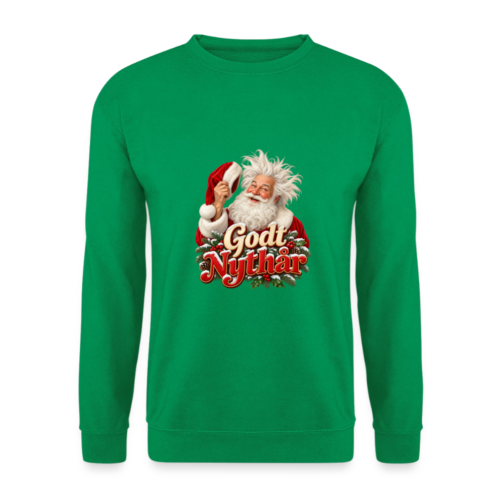 CityShirts - Sweatshirt - Godt Nythår – julemand med morgenhår - CS061 - kelly grøn