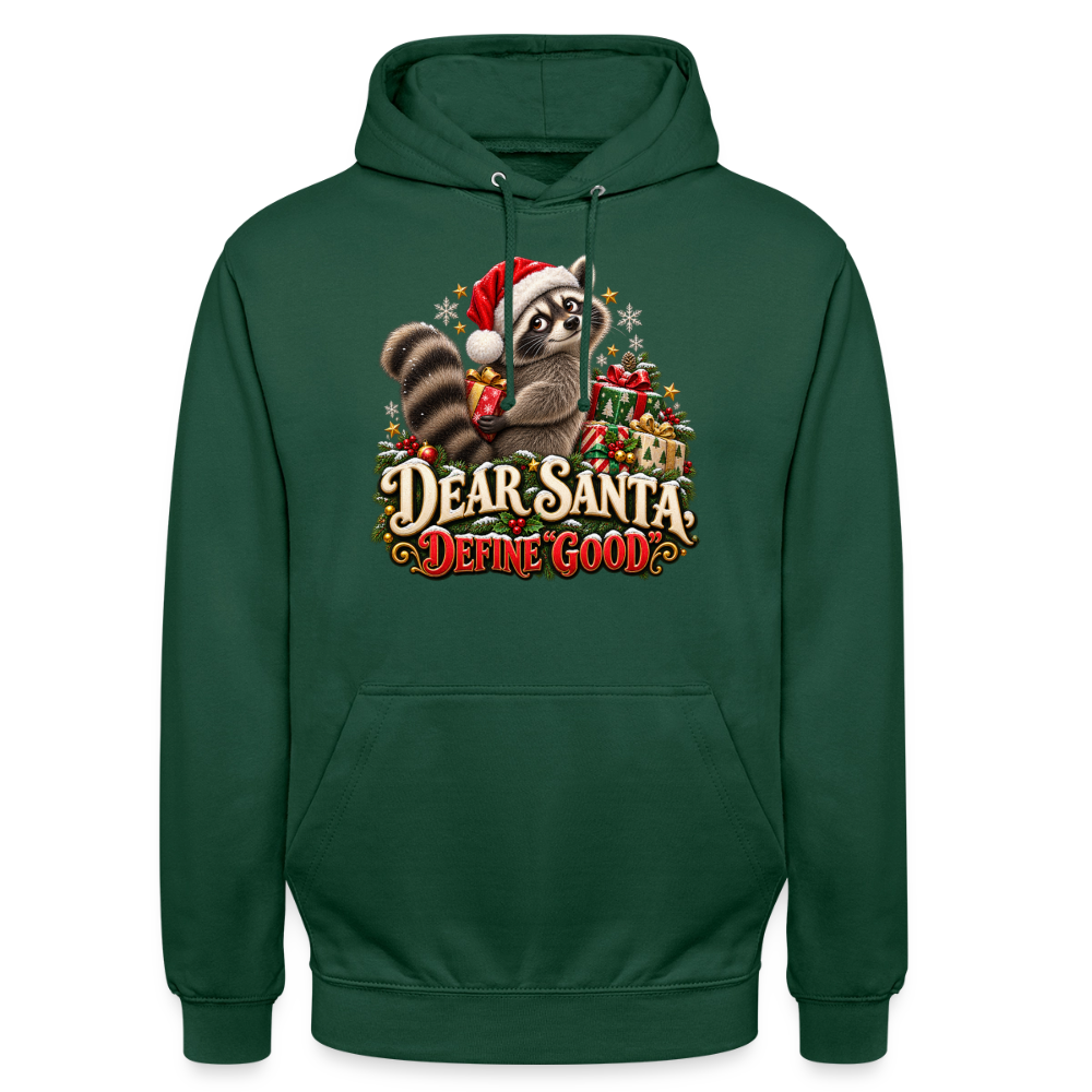 CityShirts - Hoodie - Dear Santa, define good – julevaskebjørn - CS028 - flaskegrøn