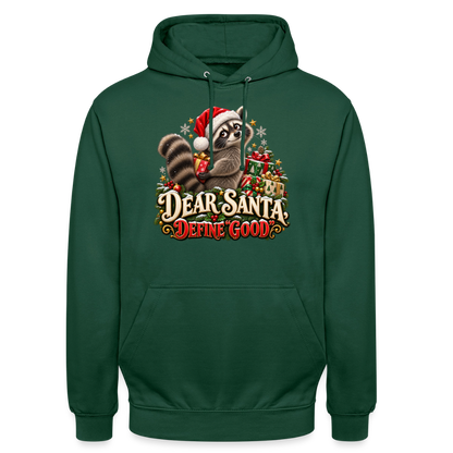 CityShirts - Hoodie - Dear Santa, define good – julevaskebjørn - CS028 - flaskegrøn