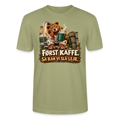 CityShirts - T-shirt - Først kaffe – Så kan vi slå lejr - CS043 - grågrøn